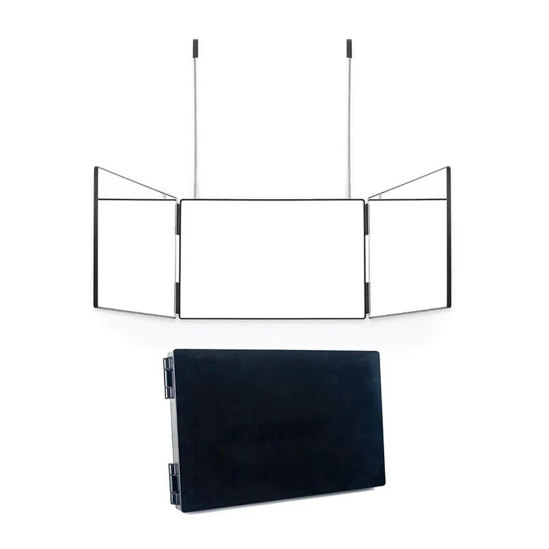 360 Trifold Mirror Portable with Height Adjustable Telescoping Hooks Ideal for Self Hair Cutting Makeup Essential Fordable