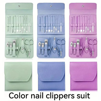 ‌16-Piece Professional Nail Clipper Set, Stainless Steel Fingernail and Toenail Tools, Unisex Nail Care Kit