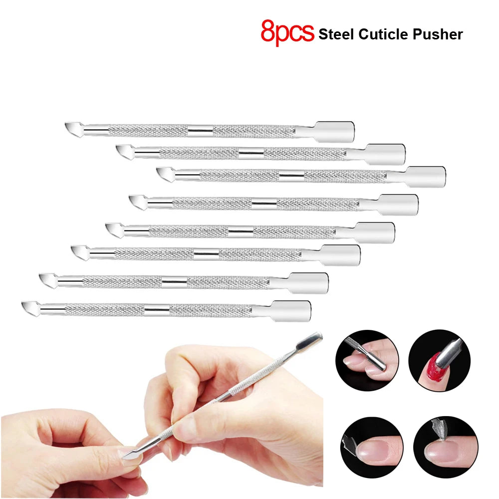 8pcs Nail Files Set 100/180 Nail Sanding Buffer Professional Manicure Files Makeup Pedicure Brushes Tool Extension cuticle Kits