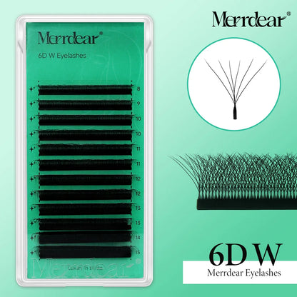 Merrdear W-Shape Eyelash Extension 3d 4d 5d 6d W Lashes Natural Soft Premade Fan Bloom Effect Eye Lashes for Beauty Makeup