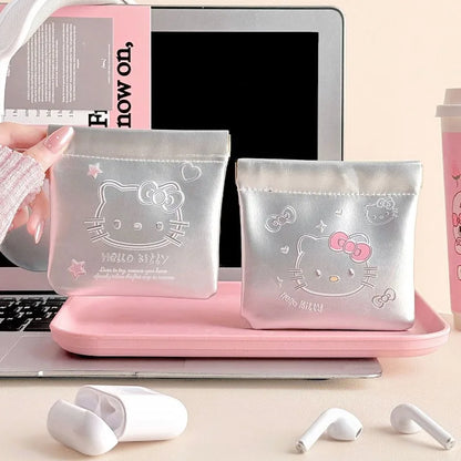 New Hello Kitty Organizer Bag Anime Cartoon Portable Makeup Bag Earphones Zero Wallet Lipstick Travel Storage Bag Accessory Gift