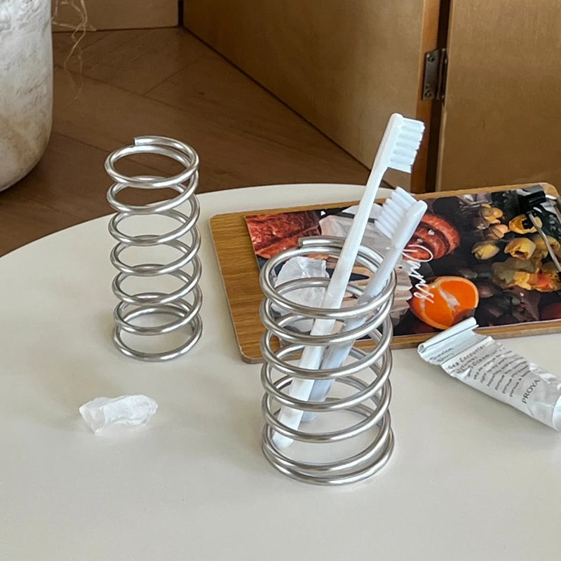 Stainless Steel Toothbrush Holder Metal Bathroom Accessories Tool for Toothpaste Makeup Brush Storage Rack Home Decoration 2026