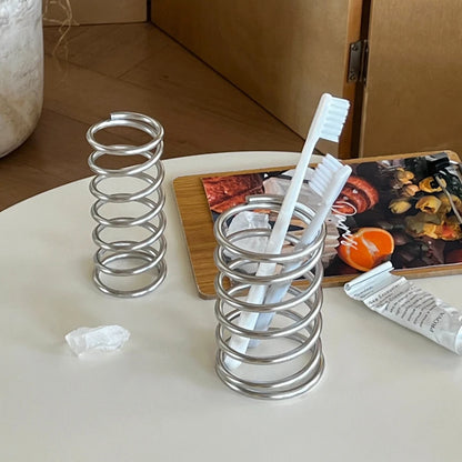 Stainless Steel Toothbrush Holder Metal Bathroom Accessories Tool for Toothpaste Makeup Brush Storage Rack Home Decoration 2026