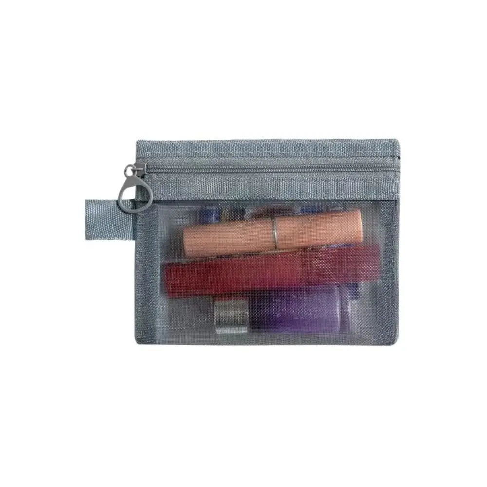 Portable Large Capacity Mesh Cosmetic Bag Square Bag Pencil Cases Makeup Bag Transparent Wash Pouch Cosmetic Cases Outdoor