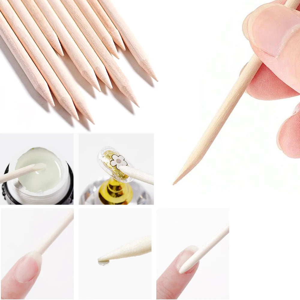 LINMANDA 100 Nail Clippers Orange Wood Nail Clippers Double-Sided Multi-Functional Cuticle Pusher Manicure and Pedicure Tools
