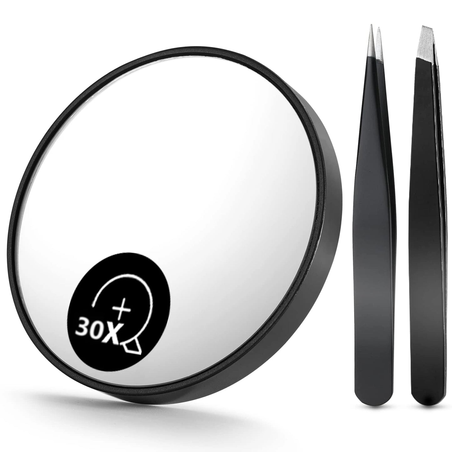 1/3pcs Magnifying Mirror and Eyebrow Tweezer Set, 30X Magnified Makeup Mirrors with 2 Suction Cups, Tweezers and Eyebrow