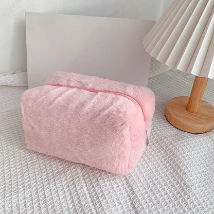 Leopard Fur Makeup Bags for Women Soft Travel Cosmetic Bag Organizer Case Lady Girls Make Up Case Necessaries Handbags Case