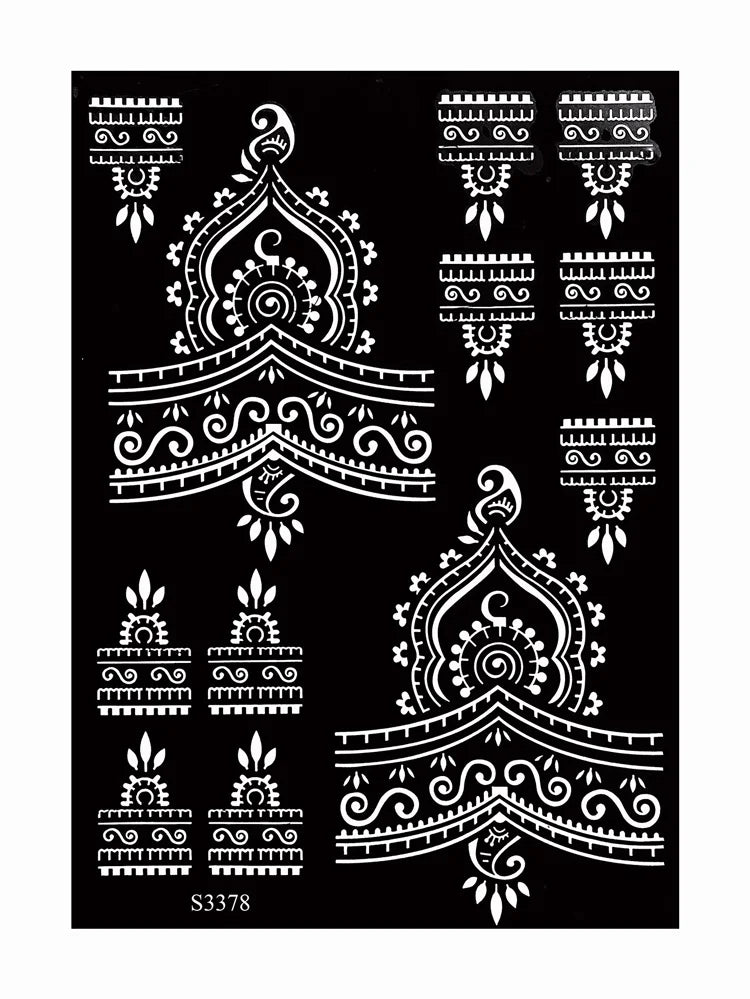 Reusable Henna Stencil for Hand Body Painting Flower Henna Tattoo Template for Women Wedding Festival Body Makeup Tattoo Tools