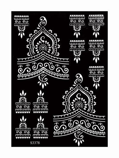 Reusable Henna Stencil for Hand Body Painting Flower Henna Tattoo Template for Women Wedding Festival Body Makeup Tattoo Tools