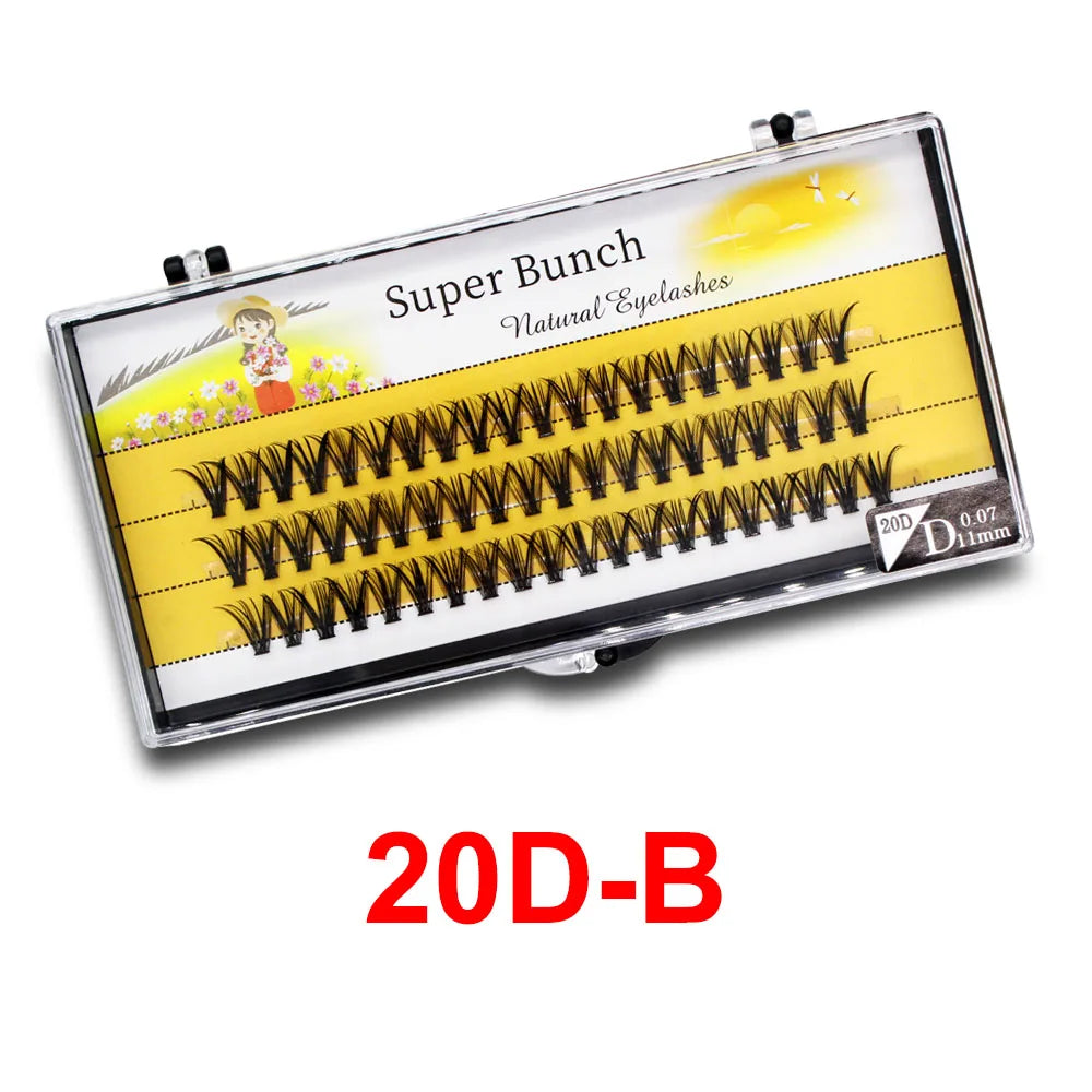 Super Bunch Wide Base 30D/40D/60D/80D Individual Eyelashes Cluster Russia Volume Eyelash Extension False Silk Lashes Makeup Tool