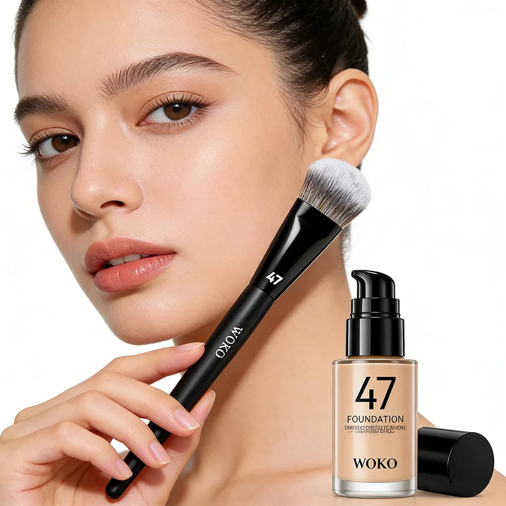 PRO 47 Foundation Brush Broom Foundation Shadow Brush Liquid Cream Blending Blush Angled Professional Makeup Brush Cosmetic Tool
