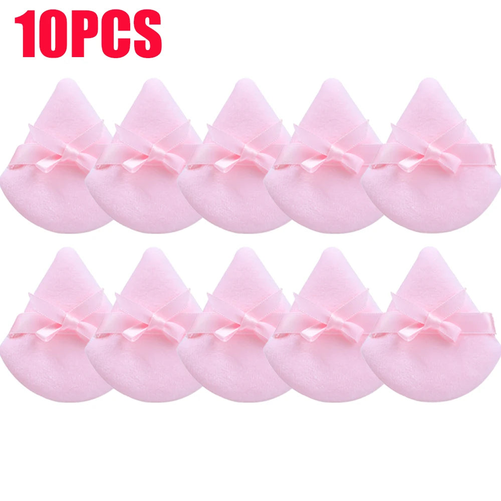 20pcs Makeup Puffs Short Fluff Bow Triangle Powder Puff Lightweight Crystal Velvet Face Eye Contouring Shadow Seal Cosmetic Puff
