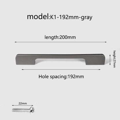 Aluminum alloy cabinet handle, gray wardrobe handle, makeup table handle, 96mm/128mm storage room cabinet handle