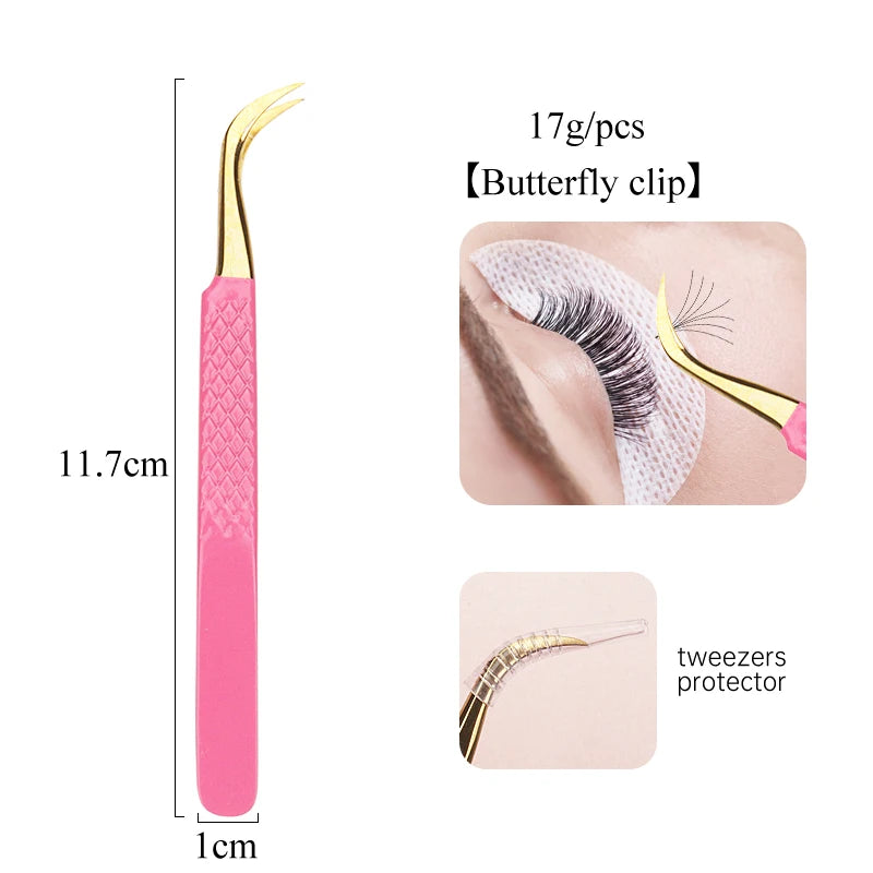 1Pc Eyelash Tweezers Stainless Steel Anti-static Non-magnetic Professional Pincet 3D Lashes Extension Tweezer Makeup Tools