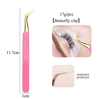 1Pc Eyelash Tweezers Stainless Steel Anti-static Non-magnetic Professional Pincet 3D Lashes Extension Tweezer Makeup Tools