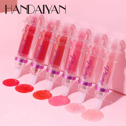 HANDAYAN 6 Color Lip Plumper Gloss Moisturizing Honey Oil Enhancer Transparent Shine Booster Makeup Beauty