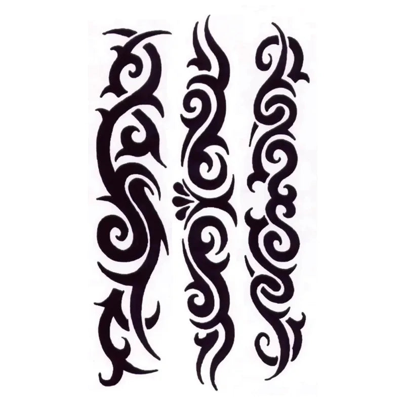 Tattoo Stickers Totem Black Color Flash Temporary Waterproof Party Fake Makeup Neck Hand Arm Body Art for Men Women
