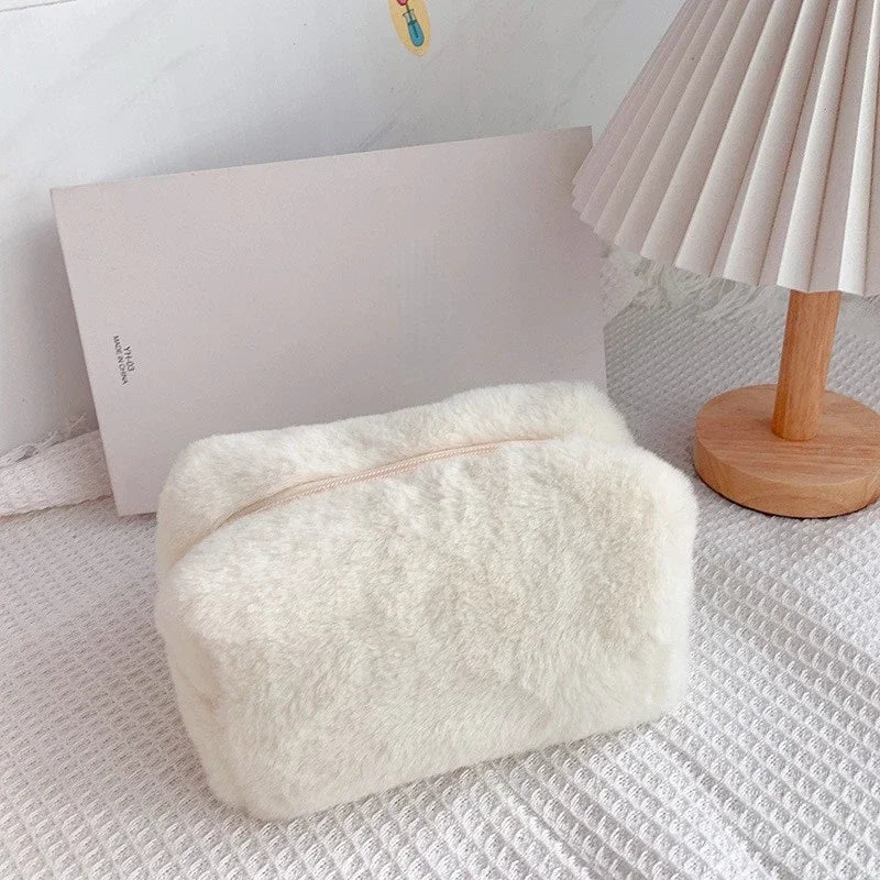 Leopard Fur Makeup Bags for Women Soft Travel Cosmetic Bag Organizer Case Lady Girls Make Up Case Necessaries Handbags Case