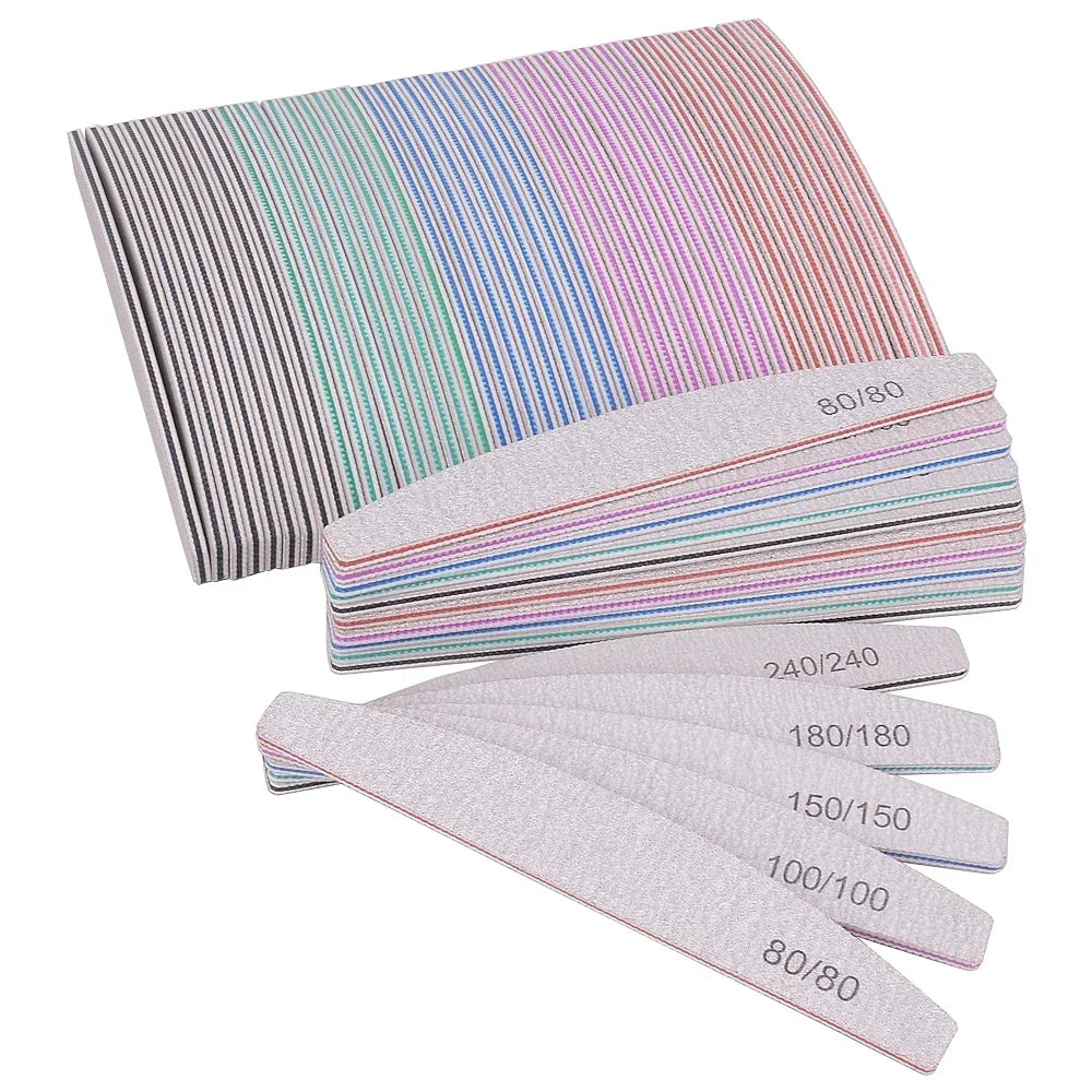 5/10Pcs Professional Nail File 150/180 Sandpaper Strong Thick Nail Files Sanding Half Moon Lime nail accessories and Tools