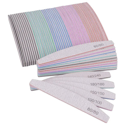 5/10Pcs Professional Nail File 150/180 Sandpaper Strong Thick Nail Files Sanding Half Moon Lime nail accessories and Tools