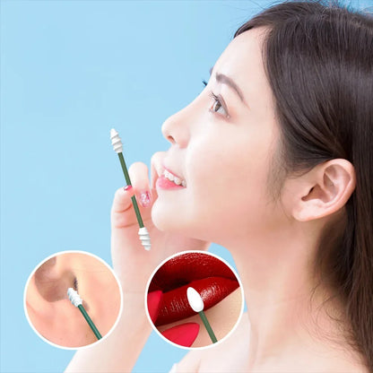 2Pcs Reusable Silicone Ear Swabs with Case Ear Cleaning Cosmetic Silicone Buds Swabs Sticks Double-headed For Cleaning Makeup