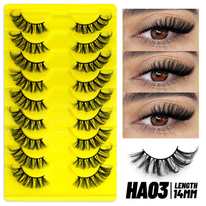 GROINNEYA Half Lashes 5/7/10 Pairs Half Lashes Soft Natural Cat Eye Lashes Makeup Tool Fake Eyelashes Extension Fluffy Faux Cils