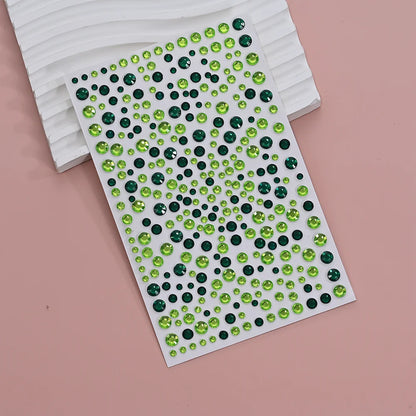 1Pcs 3D Emerald Green Face Jewels Tattoo Stickers Round Rhinestones Temporary Tattoos for Party Makeup DIY Body Diamond Decals &