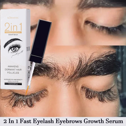 2 In 1 Fast Eyelash Eyebrows Growth Serum 7 Days Natural Eyelash Enhancer Longer Fuller Thicker Curling Lengthening Lash Makeup