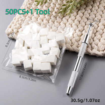 50Pcs Mini Cube Nail Art Sponge Set Gradient Nail Brushes Gel Polish Design Nail Sponge Grab Pen Manicure Supplies