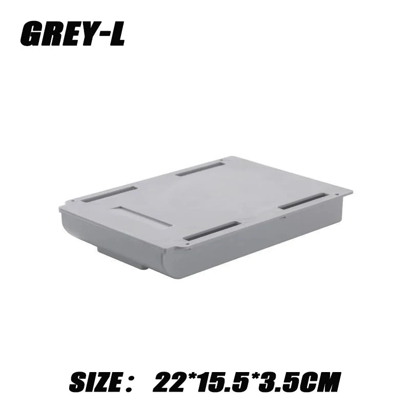 2pc White SelfAdhesive Storage Drawer Box Makeup Pencil Tray Desk Hidden Under Desk Stand Self-adhesive Under-drawer Storage Box