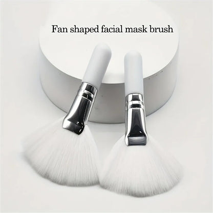1pc Fanned Makeup Brush, Salon Quality, Soft Mini Facial Foam Brush Applicator, Portable, White