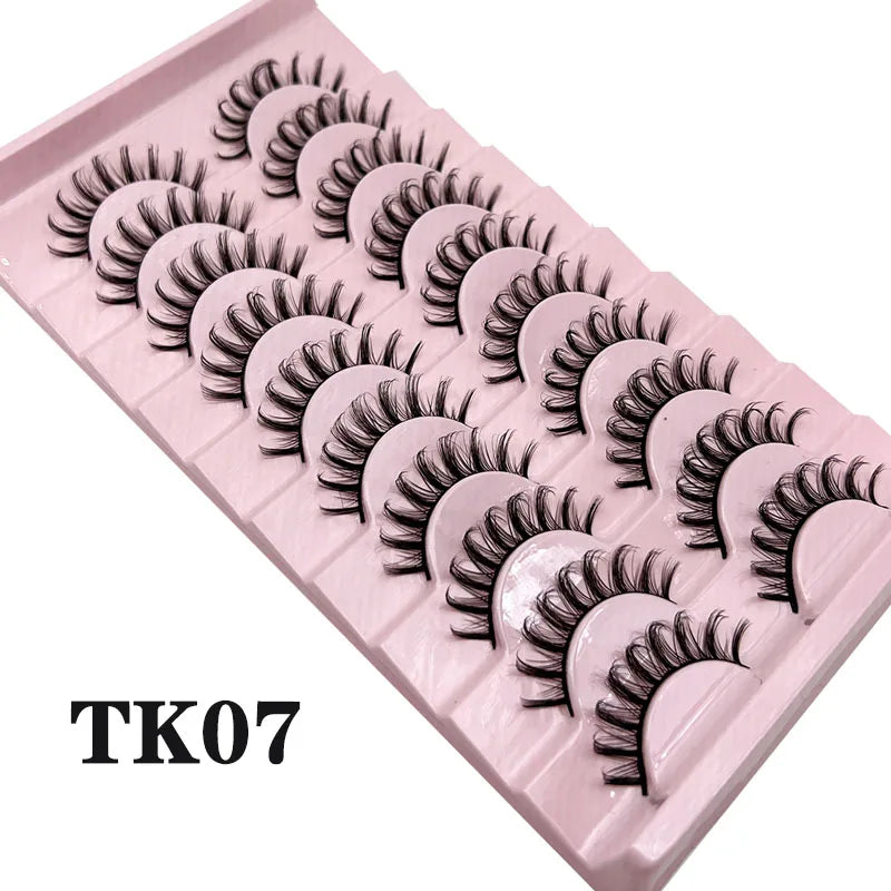 Natural Lashes 5/10 Pairs Eyelashes 3D Mink Lashes Manga Lashes Strip Lashes Band Soft Light False Eyelashes Makeup