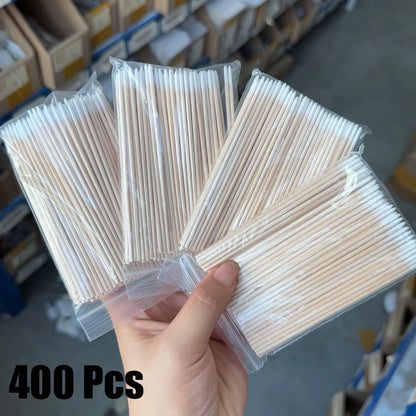 400pcs Pink Double Head Nail Art Cuticle Pusher Remover 7CM Orange Wood Sticks Cotton Swab Clean Tool for Nail Rhinestone Makeup