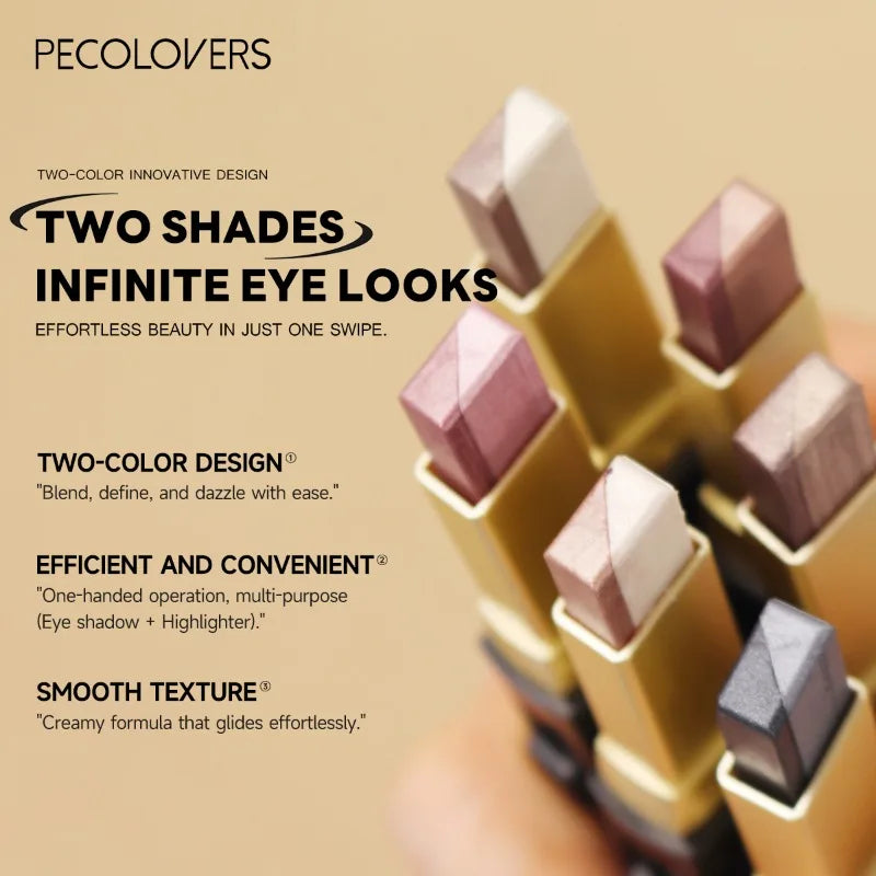 Double Color Eyeshadow Stick Glitter Highlight Shadow Stick Eye Makeup Waterproof Lasting Shimmer Metallic Eyeshadow Makeup