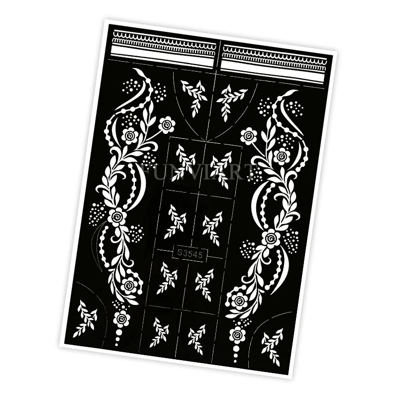 Reusable Henna Stencil for Hand Body Painting Flower Henna Tattoo Template for Women Wedding Festival Body Makeup Tattoo Tools