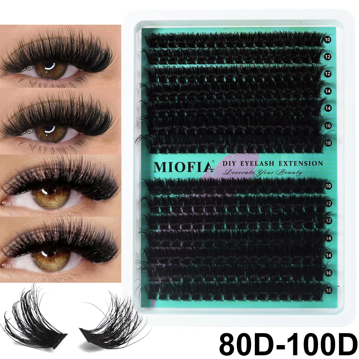MIOFIA Thick Fluffy Lashes Clusters 150D 100D 80D 50D Natural Lash Clusters 3D Faux Mink Lashes DIY Eyelash Extension Makeup
