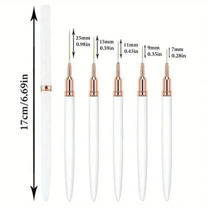 5pc/1set Nail Art Liner Brushes Long Lines Liner Brush UV Gel Polish Painting Nail Design Brush Plastic Handle Nail Drawing Pens