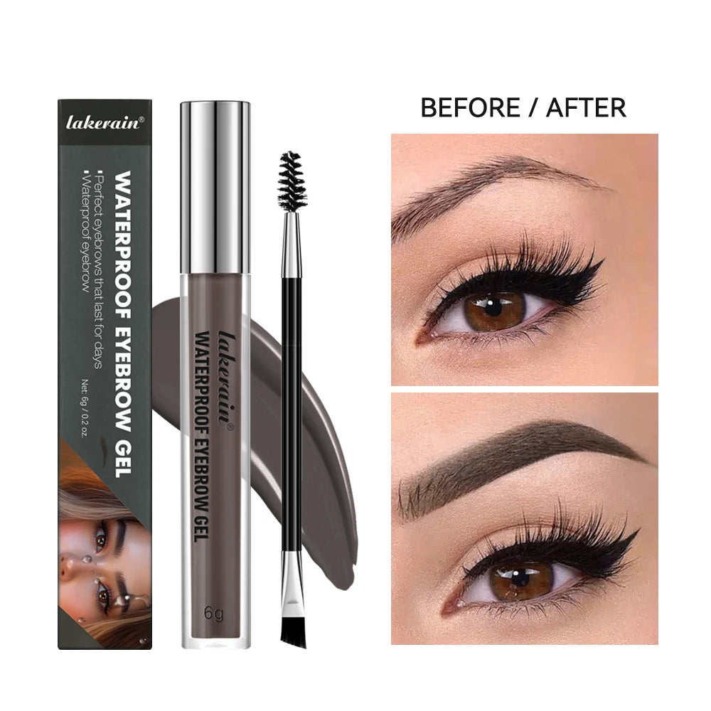 lakerain Long Lasting Waterproof Eyebrow Gel Highly Tinted Liquid Makeup Sweatproof Natural Finish Brown Black Cosmetics