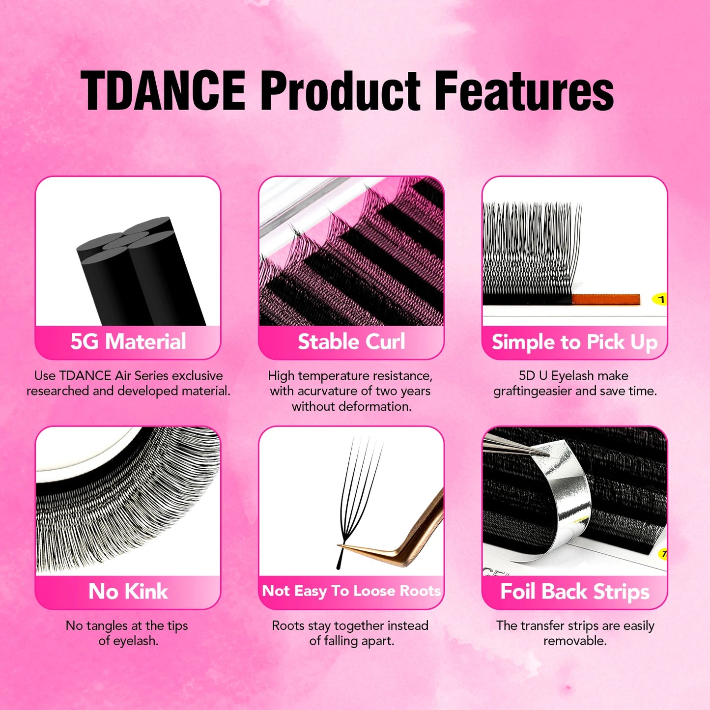 TDANCE U-Shaped 3D 4D 5D Eyelash Extension U Shape W Style Faux Mink Premade Fans Natural Soft Volume Makeup Eyelashes