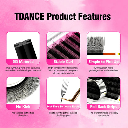 TDANCE U-Shaped 3D 4D 5D Eyelash Extension U Shape W Style Faux Mink Premade Fans Natural Soft Volume Makeup Eyelashes