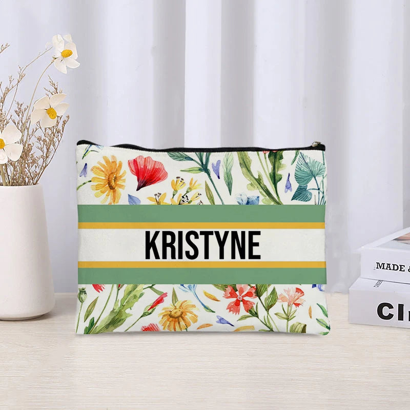 Custom Makeup Bag Trendy Canvas Travel Cosmetic Organizer Luxury Wedding Bridesmaid Gift Purse Vintage Brand Side Bag for Ladies