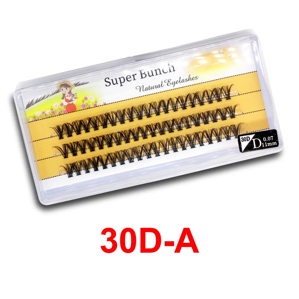 Super Bunch Wide Base 30D/40D/60D/80D Individual Eyelashes Cluster Russia Volume Eyelash Extension False Silk Lashes Makeup Tool