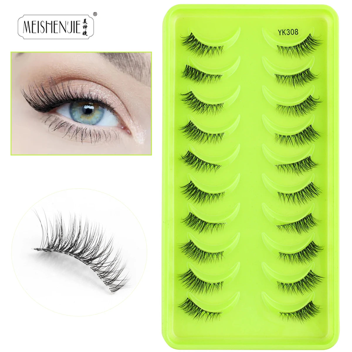 3/10 Pairs Half Lashes Cat Eyelashes Natural Long Handmade 3D Mink Lashes Makeup Tool Reusable Fake Eyelash maquillaje Faux Cils