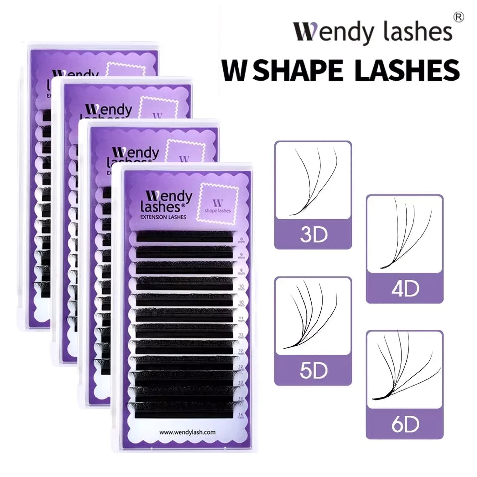 WENDY 3D/4D/5D/6D W Shape Waterproof Eyelashes Extension Cilios Fake Lashes Makeup Supplies High Quality Natural Look Lash