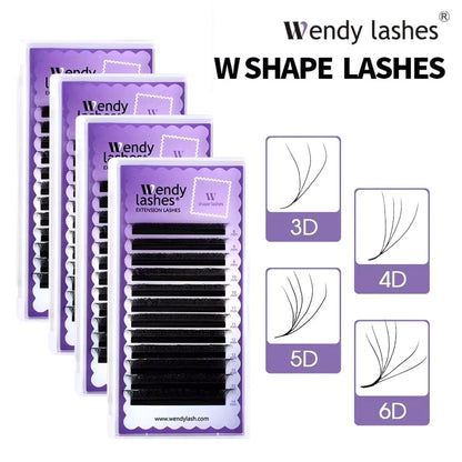 WENDY 3D/4D/5D/6D W Shape Waterproof Eyelashes Extension Cilios Fake Lashes Makeup Supplies High Quality Natural Look Lash