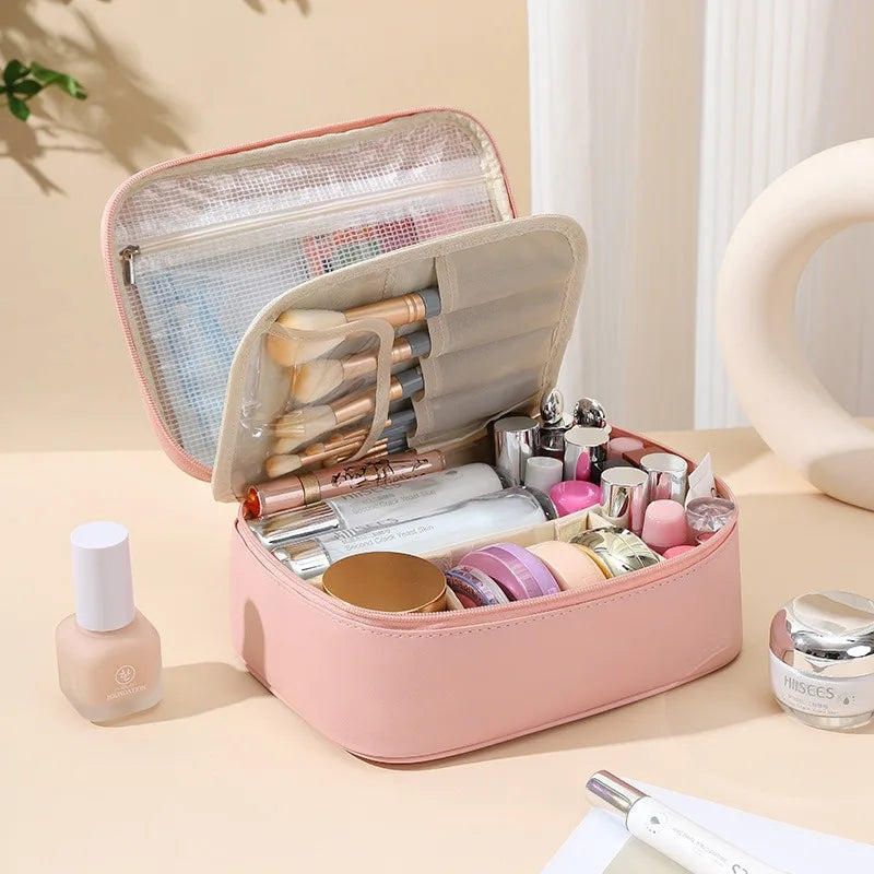 Waterproof Travel Storage Bag Large Capacity Portable Handbag with Dividers for Cosmetic Organization Makeup Bag for Outdoors