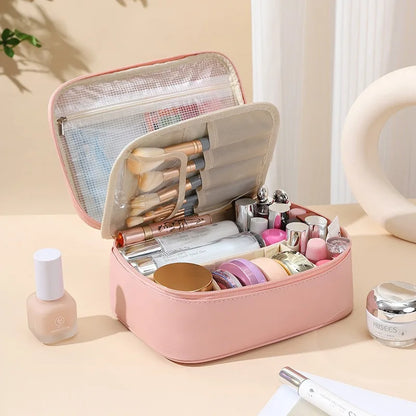 Waterproof Travel Storage Bag Large Capacity Portable Handbag with Dividers for Cosmetic Organization Makeup Bag for Outdoors