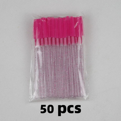 50pcs Crystal Silicone Eyelash Brush Lash Makeup Brushes Eyebrow Comb Eyelashes Extension Spoolie Microbrush Cosmetics Tool