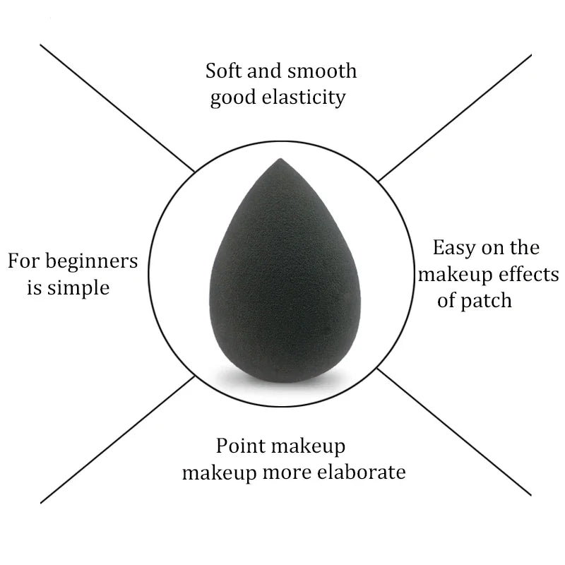 Black Makeup Applicator Super Soft Sponge Powder Blender Smooth Foundation Contour Blending Puff
