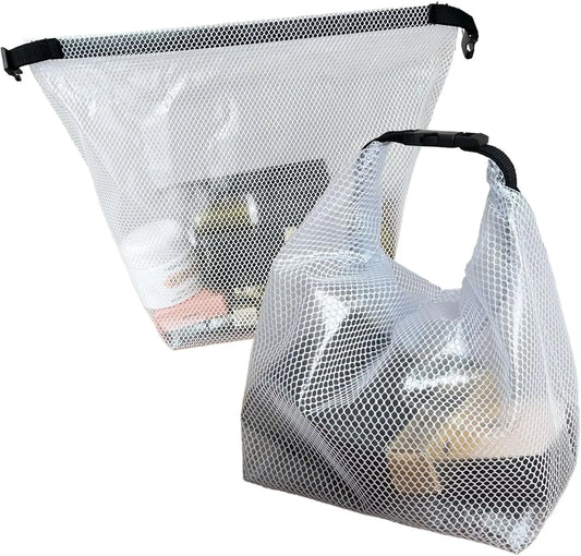 1PC Waterproof Mesh Cosmetic Bag for Travel, Gym, Bathroom, Quick-Dry Toiletry Organizer with Handle Portable Makeup Pouch